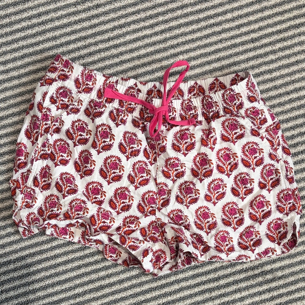 J. Crew White Shorts with Pink & Orange Floral Print